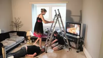Chelsea Climbs The Ladders & Tramples Her 2 Slaves (4K)