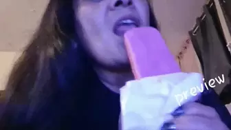 IceCreamPoP Licking and Sucking Mouth Tongue Teeth and Uvula Eating Fetish Fun using the wood stick as a tongue depressor to show you my uvula avi