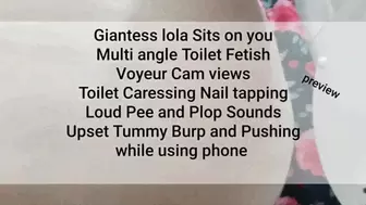 Giantess lola Sits on you Multi angle Toilet Fetish Voyeur Cam views Toilet Caressing Nail tapping Loud Pee and Plop Sounds Upset Tummy Big Bloated Belly Rubbing Burp and Pushing while using phone mkv