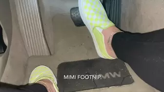 Mimi Drives the BMW in Slip-on Vans & Socks