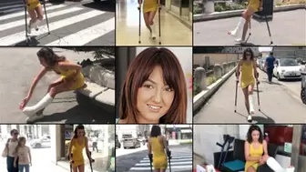 Suzy SLC Super Sexy in Yellow As She Crutches Around Town