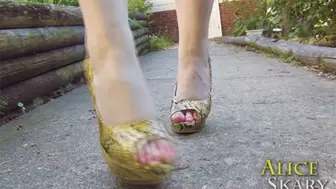 Spike Heels Walking On Concrete With Bare Legs - sd mp4