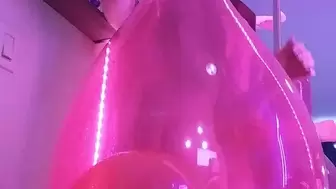 Bunny Blowing Balloon in a Balloon and Popping Both
