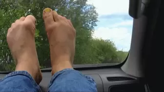 wringkled dirty soles in car