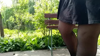 Extreme pissing in the park on the bench