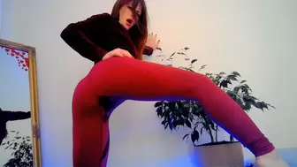 the piss looks great with these red leggings