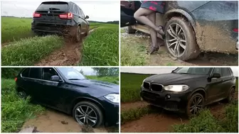 Crazy driving, drift and stuck in mud in exclusive BMW X5 M power