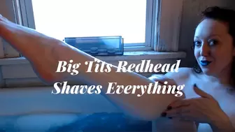 Big Tits Redhead Shaves Everything