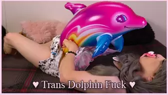 Trans Katie Hard Fuck and Cum on Inflatable Dolphin while Diapered and Sucking Pacifier