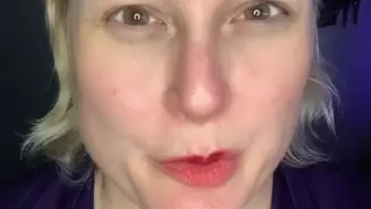 Grotesque Glamour Burping while putting on makeup red lipstick