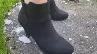 Crushing ice with my high heels