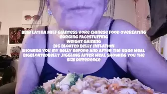 BbW latina Milf Giantess Vore Chinese Food OverEating Gorging FaceStuffing Weight Gaining Big Bloated Belly INFLATION Showing you my Belly before and After the Huge Meal BigBloatedBelly JIGGLING After Meal Showing you the SizE Difference