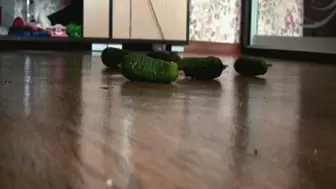 Crushing cucumbers with bare feet WMV