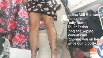 Latina Milf Giantess Lola Love Daily Dump Toilet Fetish long ass wiping Voyeur cam ignoring you on her phone while going potty