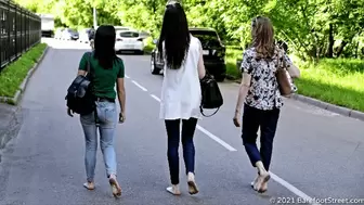 Barefoot walk around the city for girls Arina and Kristina and mature woman Irina (Part 2 of 4) #20210530