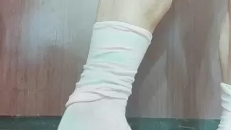 Pink and White Long Socks Pull Them Up