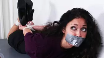 Good Girl Executive Melissa Jacobs is Left Hogtied and Tape Gagged and Struggling For Freedom!
