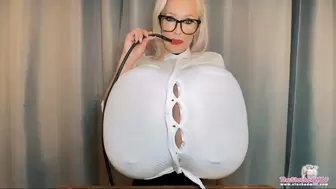 Breast inflation & button popping fetish! 5 buttons pop off my shirt!