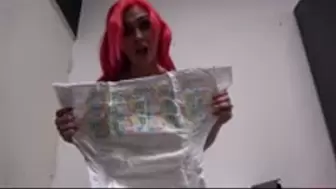 Roxi Keogh Spanks + Diapers You in the nappy-changing toilet at the gym | Facesits you | Wanks you off | Then locks your cock in a chastity-cage + flushes the key :: After catching you perving up her skirt!! (POV)