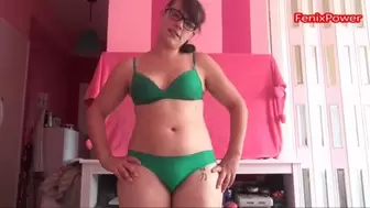 Green panties and hairy pussy [ZOE],