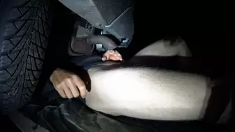 Getting a hand job while fucking the exhaust pipe of the Renault Twingo