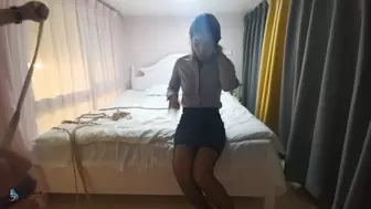 Stewardess tied to the bed(Chinese model Meteor Passerby)