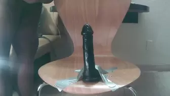 His Queen Suga - Straps a dildo to a motel chair and rides