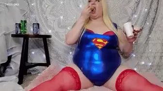 Supergirl Is A Hungry Hiccupping BBW Super SLOB *HD