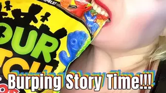 Giantess Burps eating candy men vore