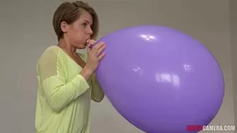 Looner Heaven - Sasha blowing giant violet balloon (HD)