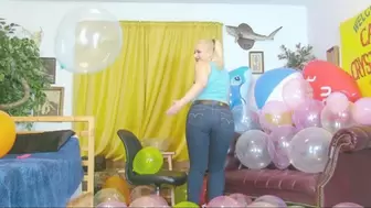 50 Balloons Popped Under My Ass in Tight Levi Jeans hd - mov