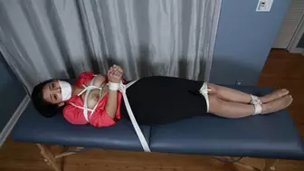 Teen Josie Jagger Starts Off Tied to a Chair and Cleave Gagge - Later, She's Tied to a Table and Her Pantyhosed Feet are Tickled Before She's Tape Gagged!