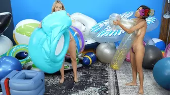 Dazz and Bunny Deflate Destroy Many Inflatables Part 1 of 3 4K (3840x2160)