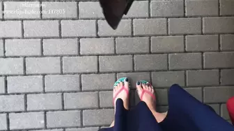A little drive in Pink flip flops with my polished blue toes (Mp4)