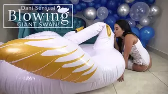 Dani Blowing Giant Bestway Swan!
