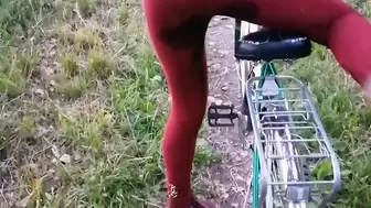 Kelsey wetting in pants while riding a bike