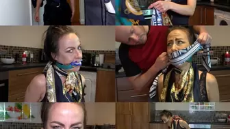 Latvian beauty black swan gets chair tied then gagged with her best scarves (mp4)