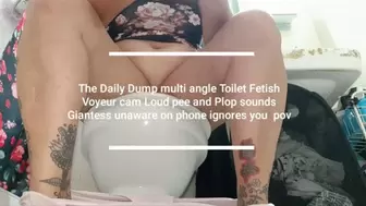 The Daily Dump multi angle Toilet Fetish Voyeur cam Loud pee and Plop sounds Giantess unaware on phone ignores you pov
