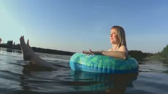I had a great time swimming in an inflatable ring on the river!!!