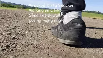 Wrecked Dirty Sneaker Walking on a hike Shoe Fetish Walking and posing many angles avi