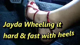 Jayda floors the gas pedal takes a high speed joy ride pedal camera video footage SEXY STILETTO HIGH HEELS