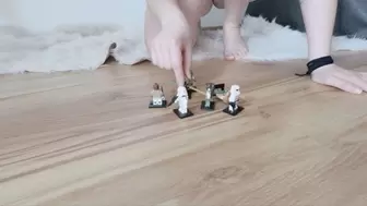 Crushing toys with my feet and BIG butt