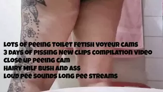 Lots of Peeing Toilet Fetish voyeur cams 3 days of pissing New clips compilation video Close up peeing Cam Hairy Milf Bush and ass loud pee sounds Long pee streams avi