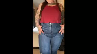 Bbw giant camel toe jeans try on