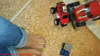 Jojo rc toy cars crush fetish barefoot and wedges dirty feet