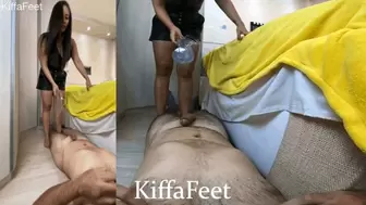 Goddess Kiffa - CBT 12 Giantess pov and PIP - Rubbing and step on losers cock with her transparent sandals on cock until he cums -TABLE CBT - POST CUM TORMENT - AMATEUR - COCK TRAMPLE - DOMINATION - HUMILIATION - TRAMPLE