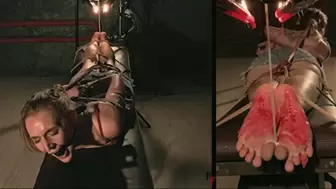 Automatic hot wax soles torment for tightly bound and gagged Katrina (FULL HD MP4)