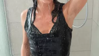Orla - Black Dress in the Shower