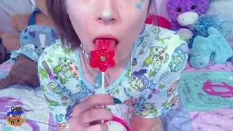 Licking Lolli and Showing Off Pull-up