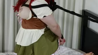 The Buxom Red Haired Barmaid's Tits Are Hanging Out While She Struggles Bound and Gagged!